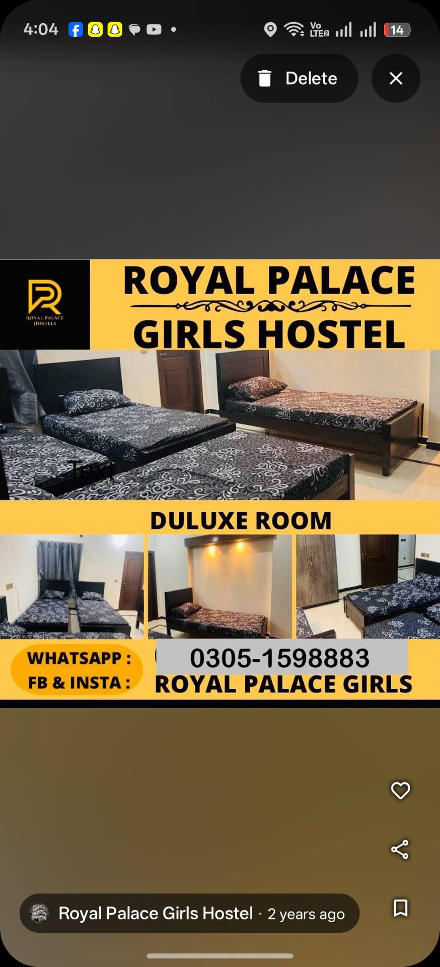 Four Seater Room at Royal palace girls hostel